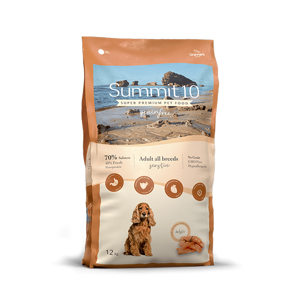 PALETTE DE 39 SACS DE 12 KG CROQUETTES SUMMIT 10 ADULTES SANS CÉRÉALES SAUMON POUR CHIENS 27/16