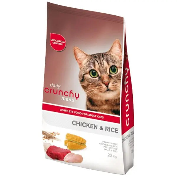 CRUNCHY - CROQUETTES CHATS ADULTES ADULTES & CHATONS  POULET & RIZ - 4 KG CRUNCHY