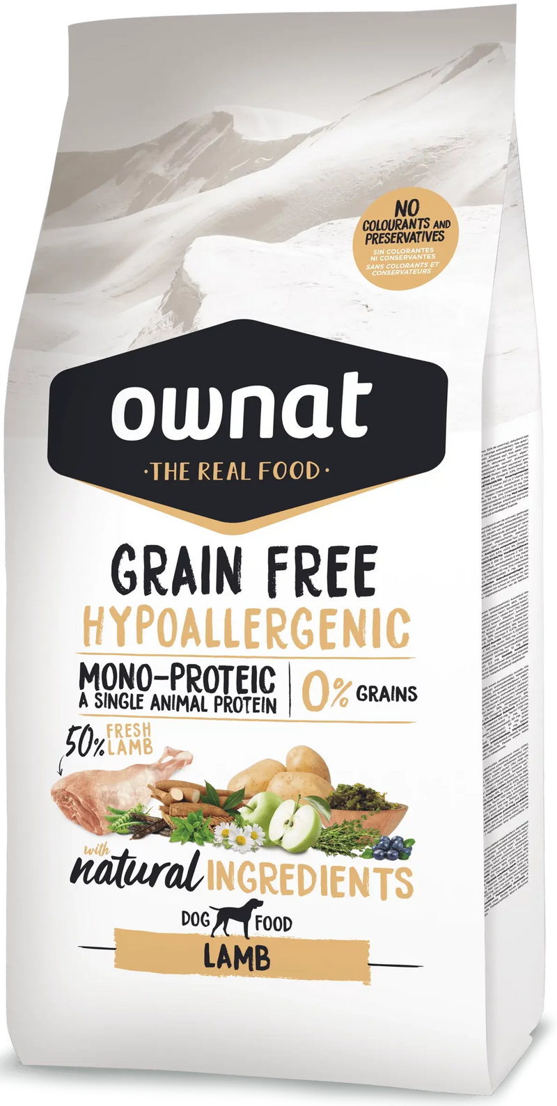 OWNAT GRAIN FREE HYPOALLERGENIC - CROQUETTES CHIENS ADULTES - Agneau OWNAT