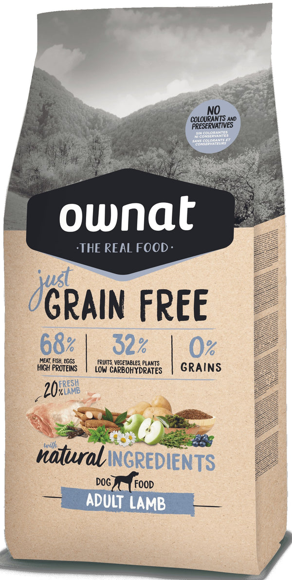 OWNAT JUST GRAIN FREE - CROQUETTES CHIENS ADULTES - Agneau OWNAT