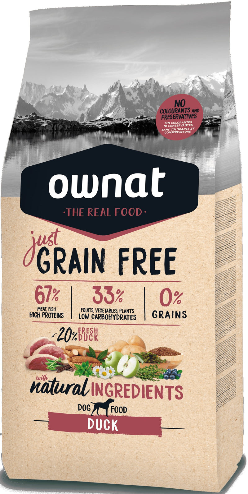 OWNAT JUST GRAIN FREE - CROQUETTES CHIENS ADULTES - Canard OWNAT