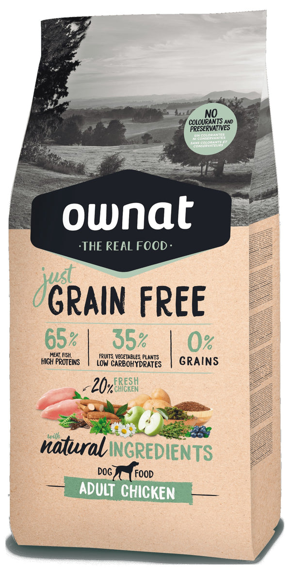 OWNAT JUST GRAIN FREE - CROQUETTES CHIENS ADULTES - Poulet frais OWNAT