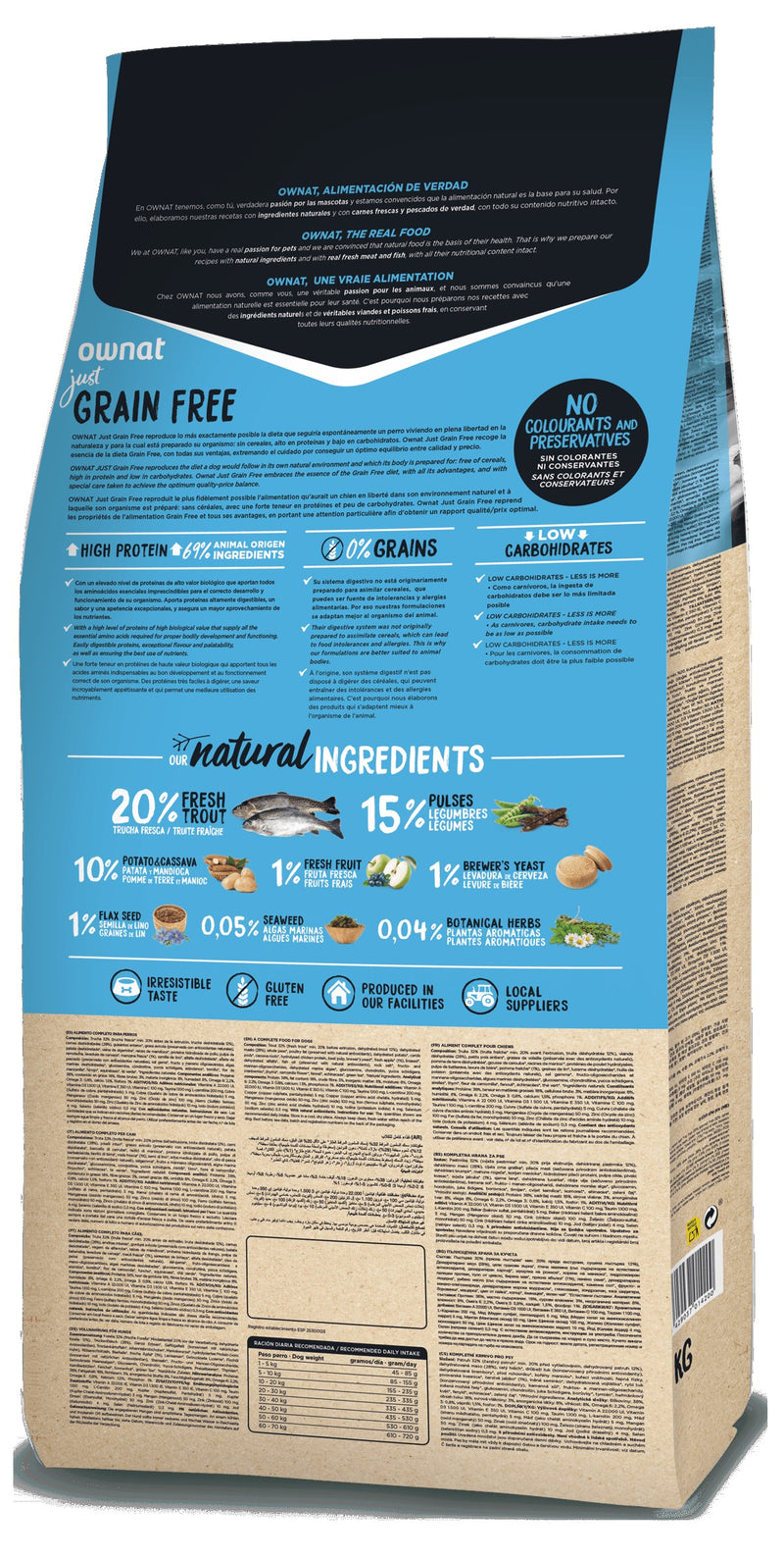 OWNAT JUST GRAIN FREE - CROQUETTES CHIENS ADULTES - Truite OWNAT