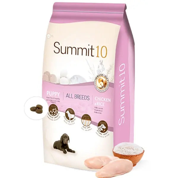 SUMMIT 10 LIFE STAGE - CROQUETTES CHIOTS CROISSANCE ET FEMELLES GESTANTES - Poulet & Riz - 15 KG SUMMIT 10