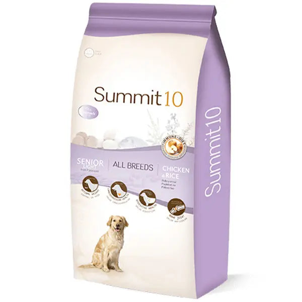 SUMMIT 10 LIFE STAGES - CROQUETTES CHIENS ADULTES SENIOR/LIGHT - Poulet & Riz - 15 KG SUMMIT 10