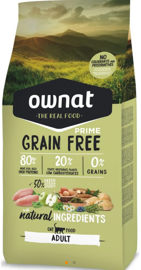 OWNAT PRIME GRAIN FREE - CROQUETTES CHATS ADULTES - Poulet & Dinde frais