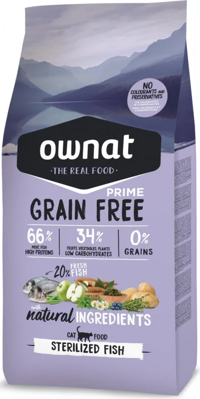 OWNAT PRIME GRAIN FREE - CROQUETTES CHATS ADULTES STERILIZED Poisson