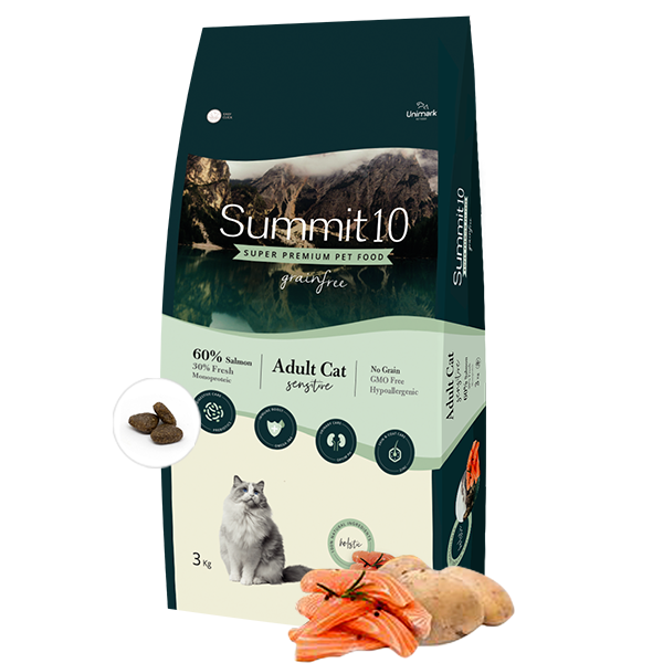 SUMMIT 10 GRAIN FREE - CROQUETTES CHATS ADULTES SANS CÉRÉALES – Saumon frais - 3 KG